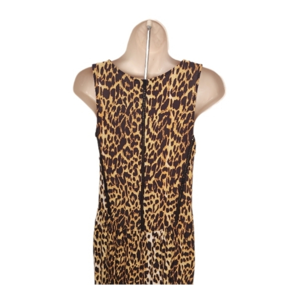 MINKPINK Dress Leopard Print 1/2 Button Down Slit Sides Loungewear Brown Size XS - Picture 13 of 16